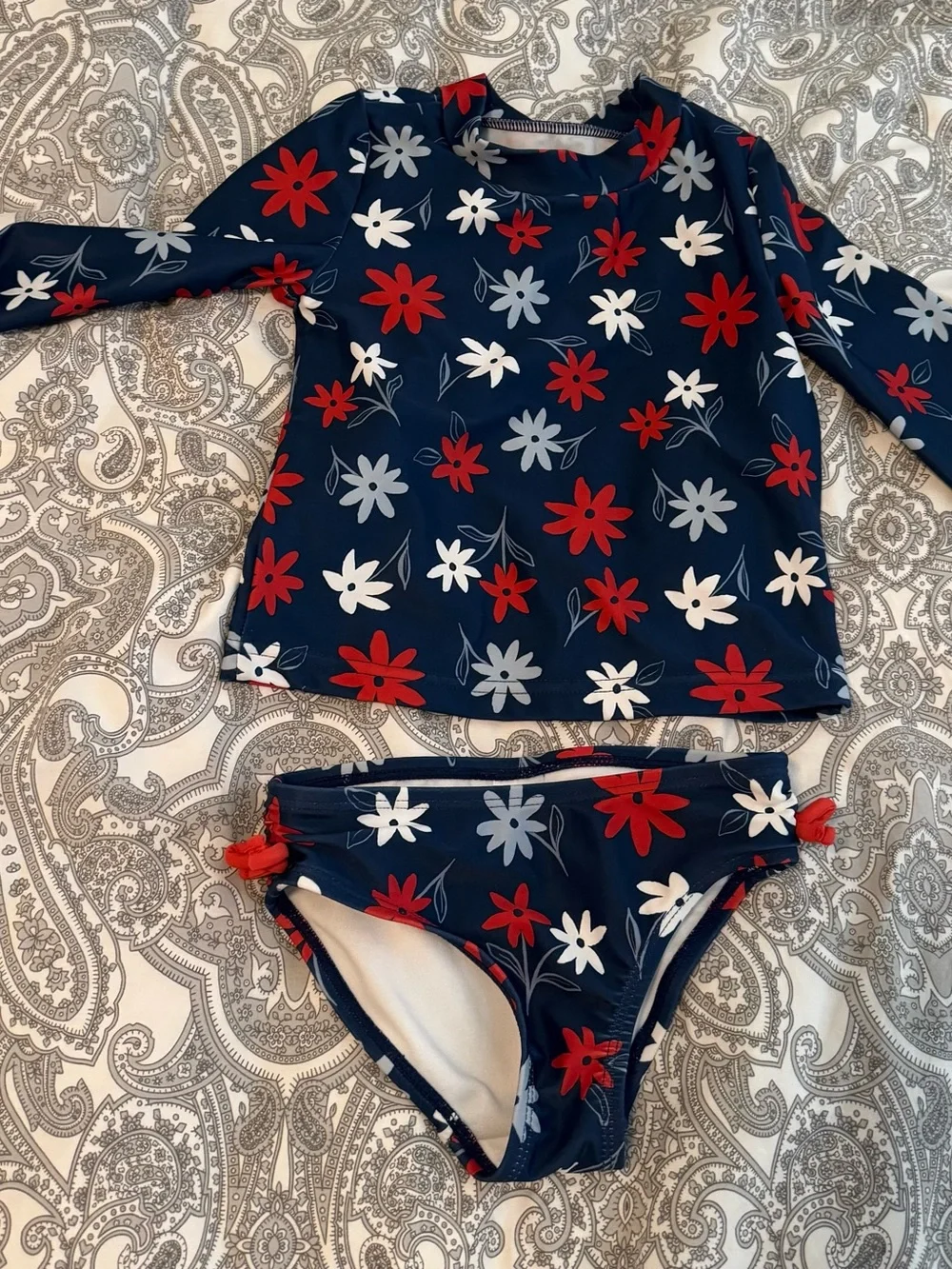 Kids Long Sleeve One and 2 Piece Swimsuit Lot - 4 pcs Mixed Colors